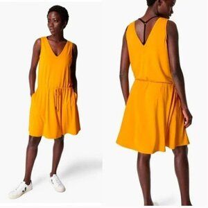 Sweaty Betty Take It Easy Drop Waist Dress Mustard Golden Yellow Size M 8-10